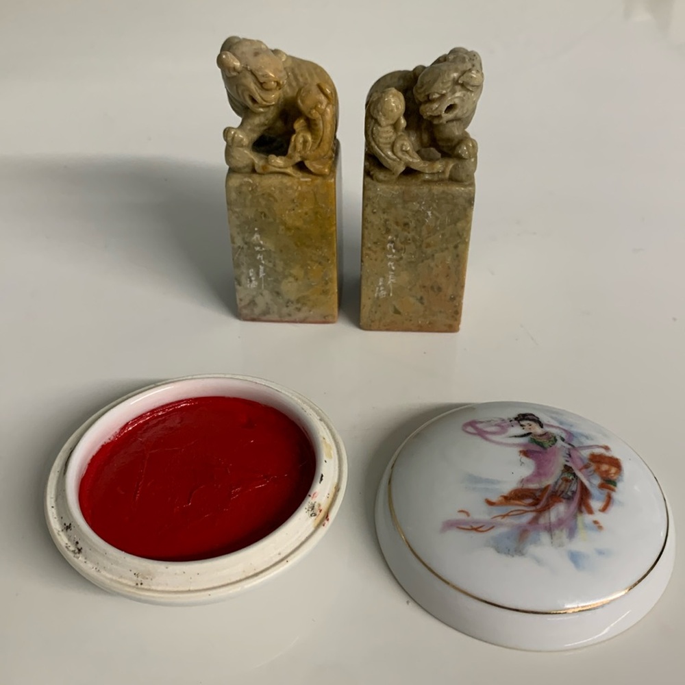 White and Pink Design Stamps with Ethereal Art